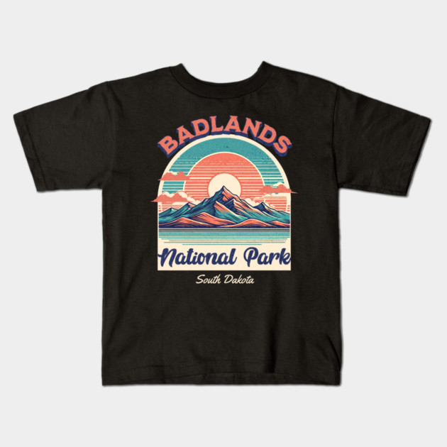 Badlands National Park, South Dakota Hiking Camping Souvenir Kids T-Shirt by Pixel Threads 