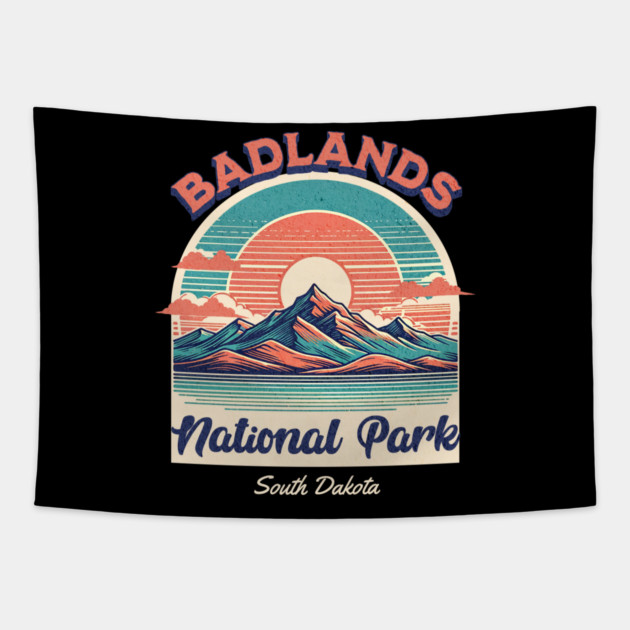 Badlands National Park, South Dakota Hiking Camping Souvenir Tapestry by Pixel Threads 