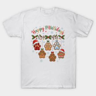 Happy Pawlidays - Christmas Paw Prints T-Shirt