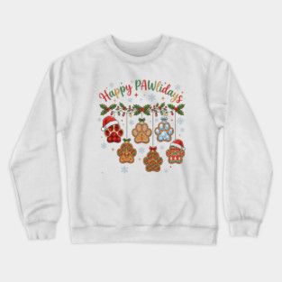 Happy Pawlidays - Christmas Paw Prints Crewneck Sweatshirt