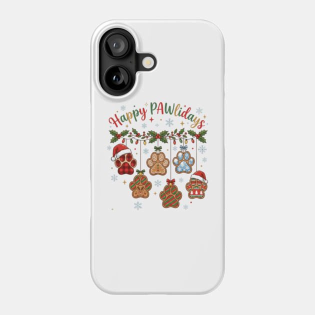 Happy Pawlidays - Christmas Paw Prints Phone Case by Creatifly Graphic Tees
