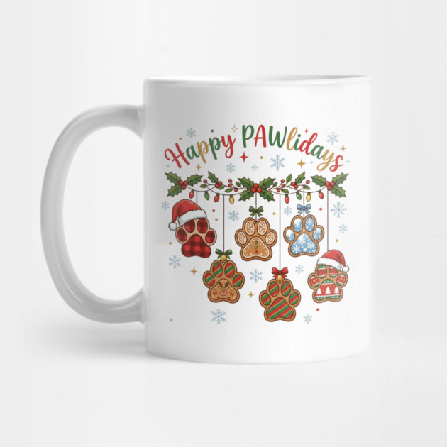Happy Pawlidays - Christmas Paw Prints by Creatifly Graphic Tees