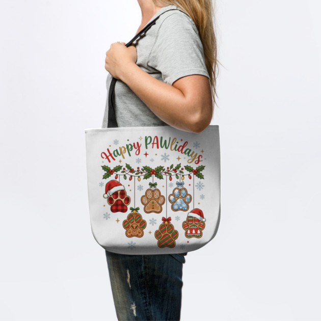 Happy Pawlidays - Christmas Paw Prints by Creatifly Graphic Tees