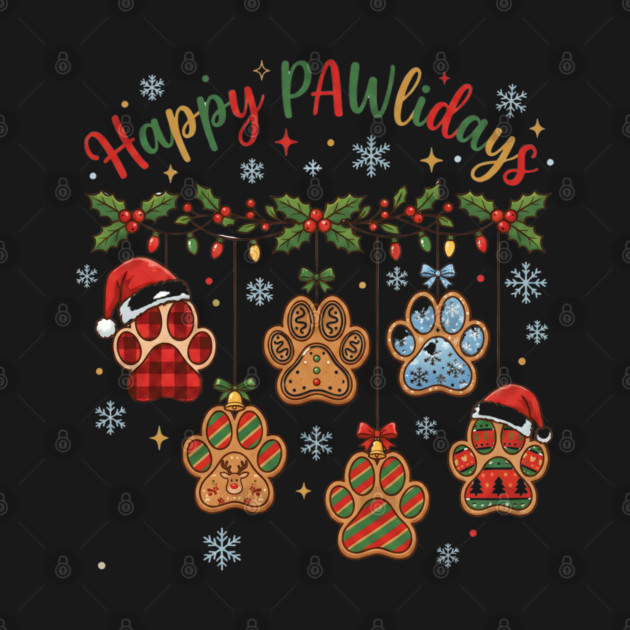 Happy Pawlidays - Christmas Paw Prints by Creatifly Graphic Tees