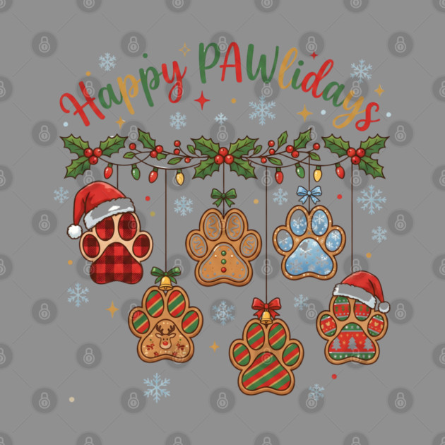 Happy Pawlidays - Christmas Paw Prints by Creatifly Graphic Tees