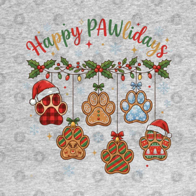 Happy Pawlidays - Christmas Paw Prints by Creatifly Graphic Tees