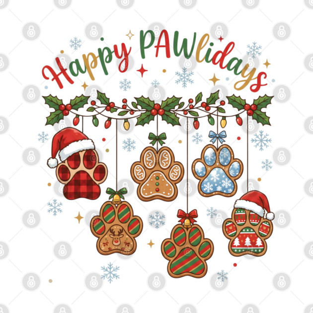 Happy Pawlidays - Christmas Paw Prints by Creatifly Graphic Tees