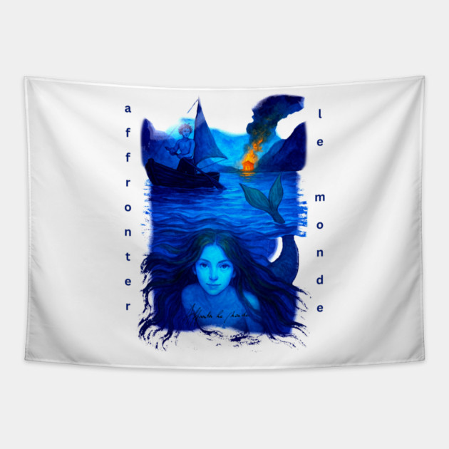 Affronter Le Monde Merch Drop Mermaid Song QR Code Link Tapestry by Art4Music