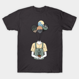 Balloon Head Botanist Nature Mind Art T-Shirt