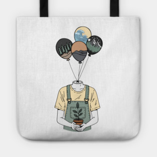 Balloon Head Botanist Nature Mind Art Tote