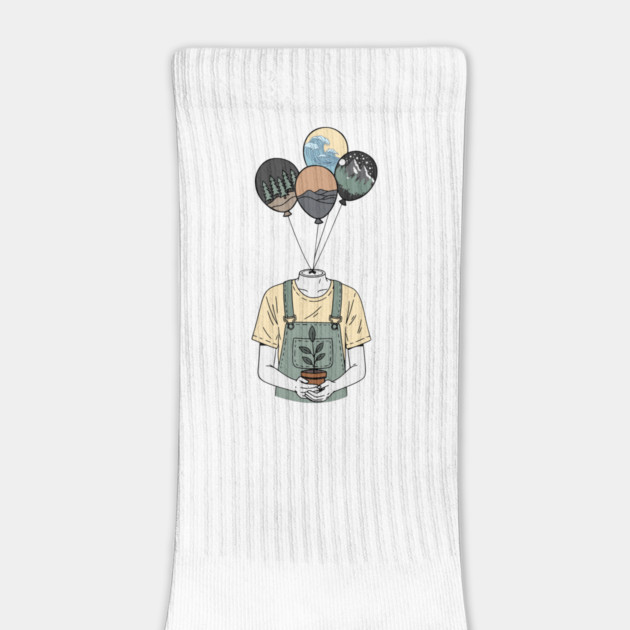 Balloon Head Botanist Nature Mind Art by Designed By Marty