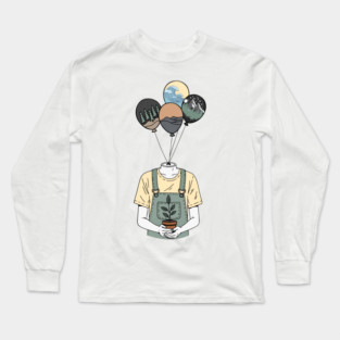 Balloon Head Botanist Nature Mind Art Long Sleeve T-Shirt