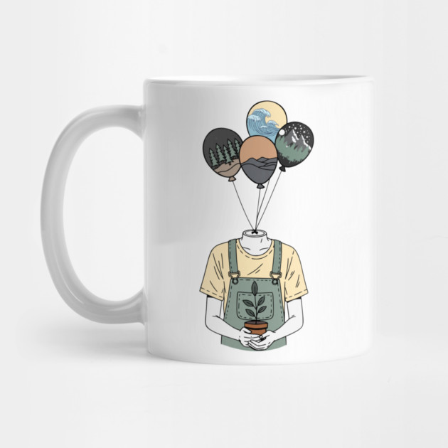 Balloon Head Botanist Nature Mind Art by Designed By Marty