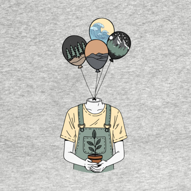 Balloon Head Botanist Nature Mind Art by Designed By Marty