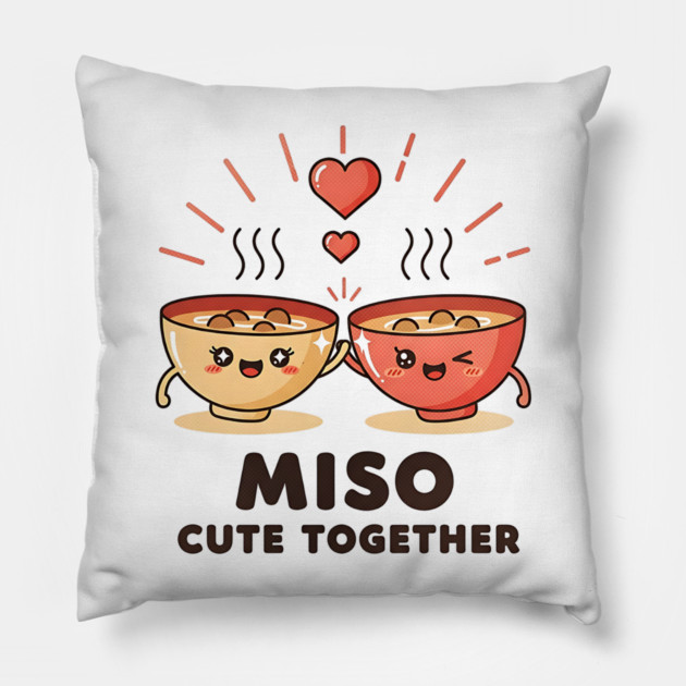 Miso Cute Together Kawaii Soup Bowls Pillow by Designed By Marty
