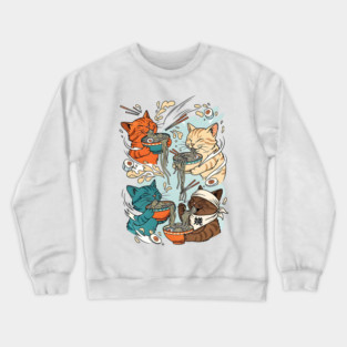 Incurable Ramen Addicts Noodle Cats Crewneck Sweatshirt