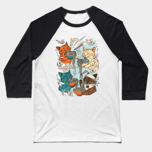 Incurable Ramen Addicts Noodle Cats Baseball T-Shirt