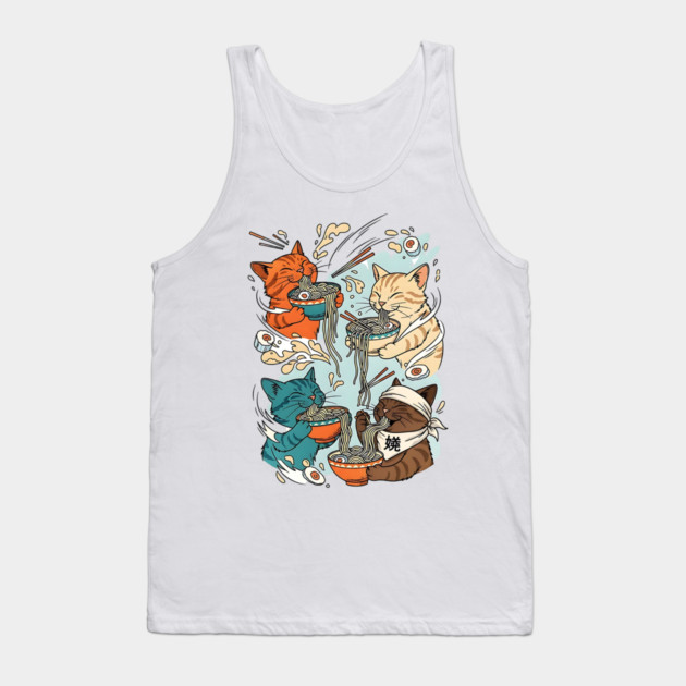 Incurable Ramen Addicts Noodle Cats Tank Top by Designed By Marty