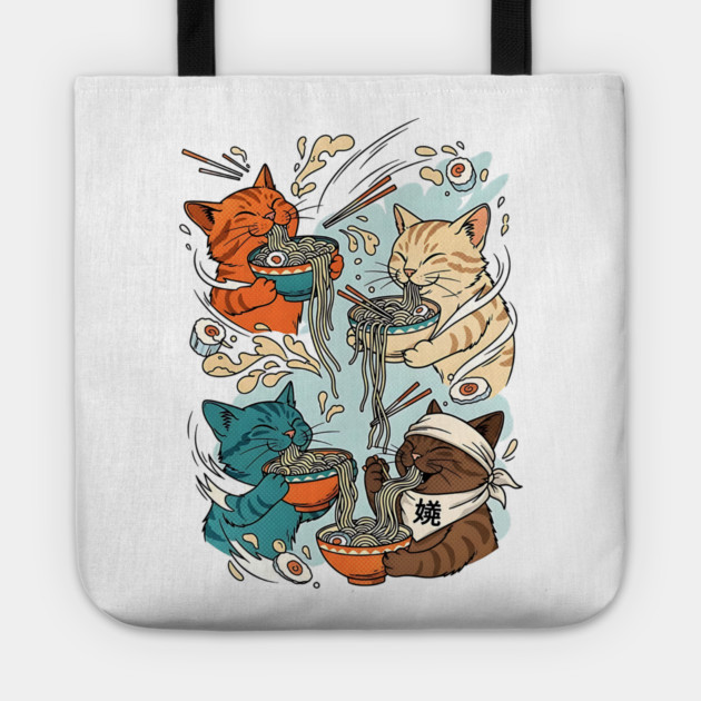 Incurable Ramen Addicts Noodle Cats Tote by Designed By Marty