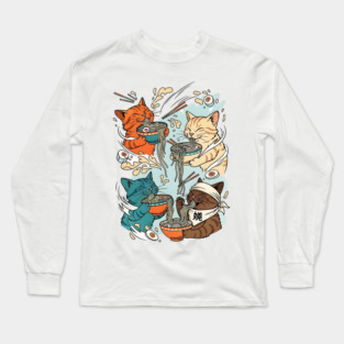 Incurable Ramen Addicts Noodle Cats Long Sleeve T-Shirt