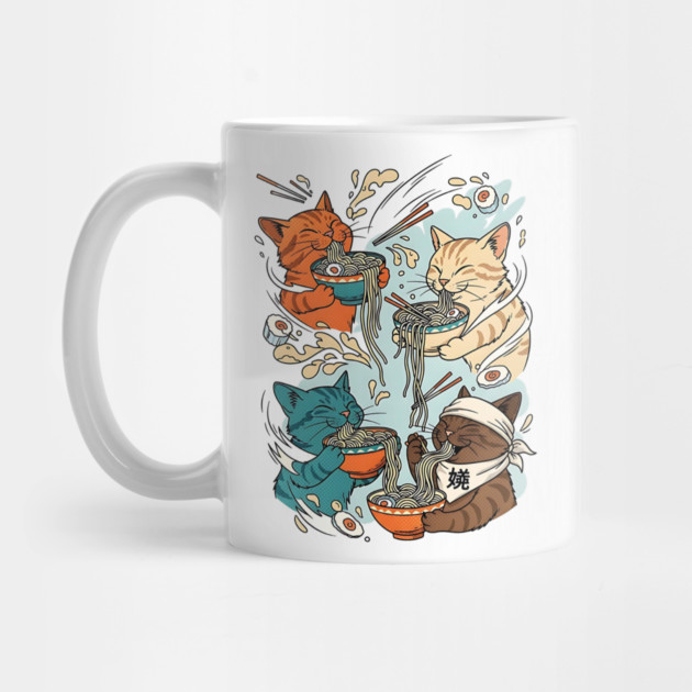 Incurable Ramen Addicts Noodle Cats by Designed By Marty