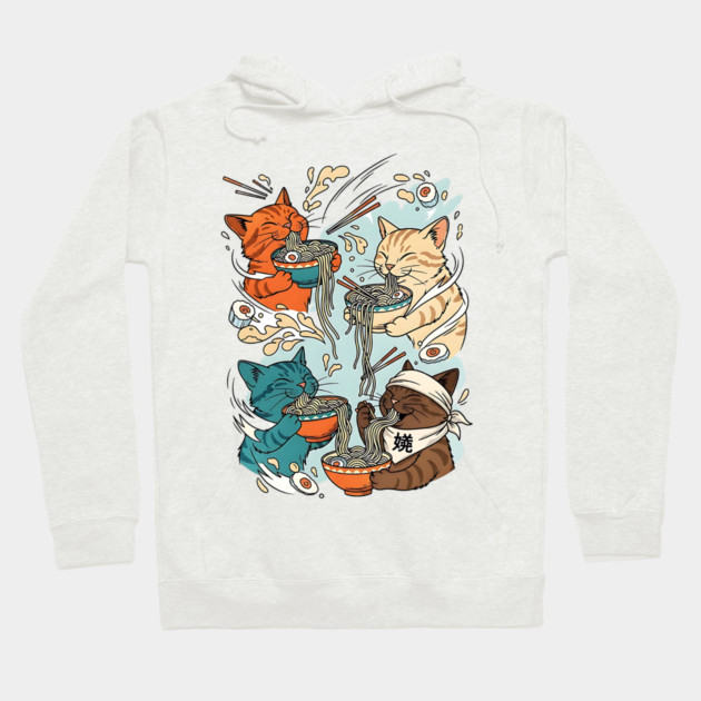 Incurable Ramen Addicts Noodle Cats Hoodie by Designed By Marty