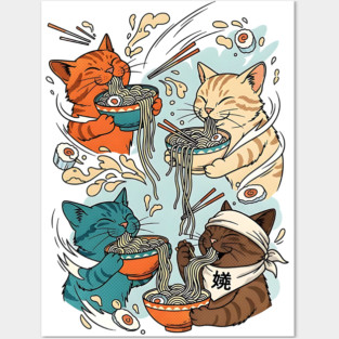 Incurable Ramen Addicts Noodle Cats Posters and Art