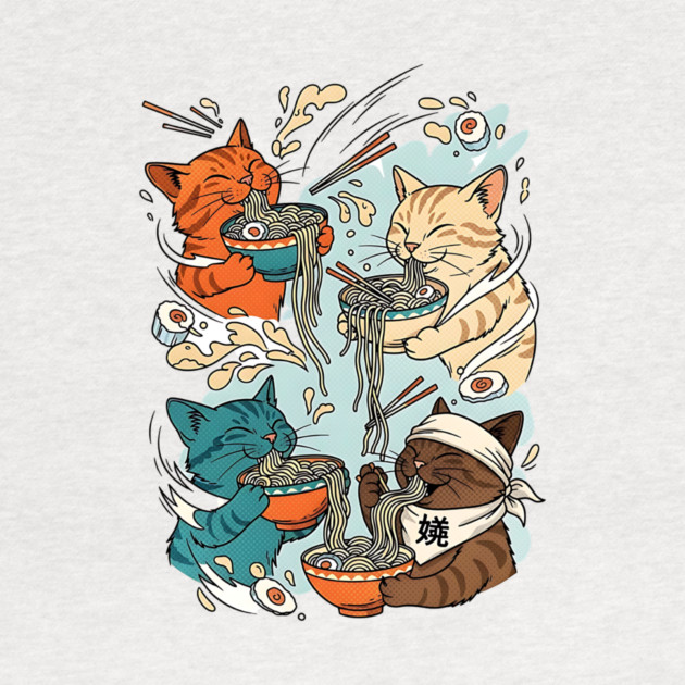 Incurable Ramen Addicts Noodle Cats by Designed By Marty
