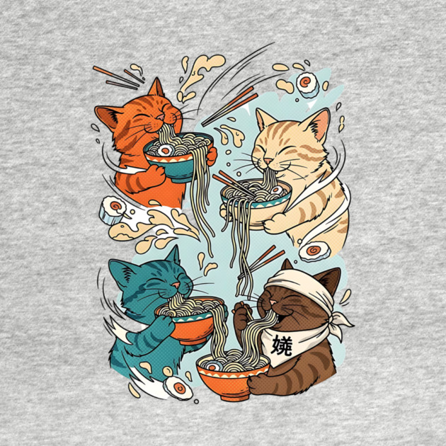 Incurable Ramen Addicts Noodle Cats by Designed By Marty