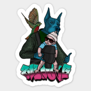 Crazy Dog with Cool Kid Sticker