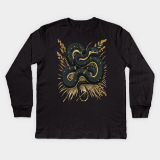 Speckled Kingsnake in Wheat Grasses Kids Long Sleeve T-Shirt