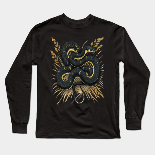 Speckled Kingsnake in Wheat Grasses Long Sleeve T-Shirt by BirdsnStuff