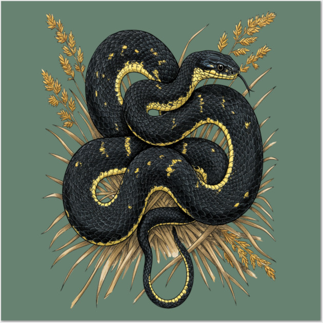 Speckled Kingsnake in Wheat Grasses Wall Art by BirdsnStuff