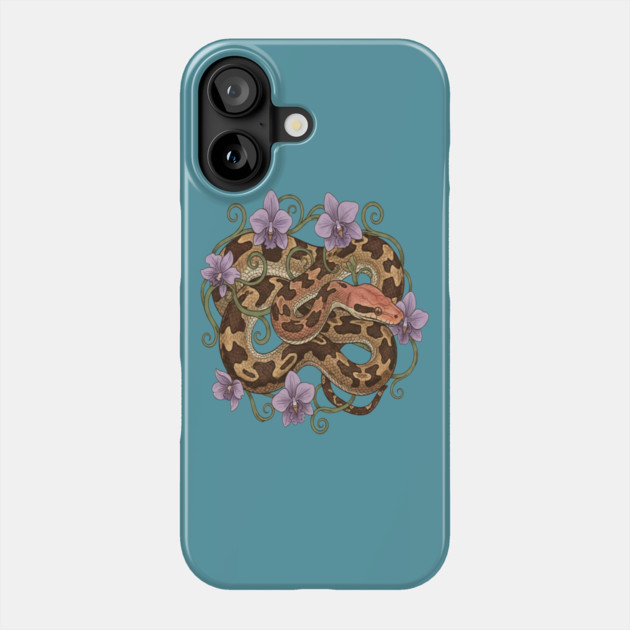 Sri Lankan Python with Orchids Phone Case by BirdsnStuff