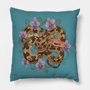 Sri Lankan Python with Orchids Pillow