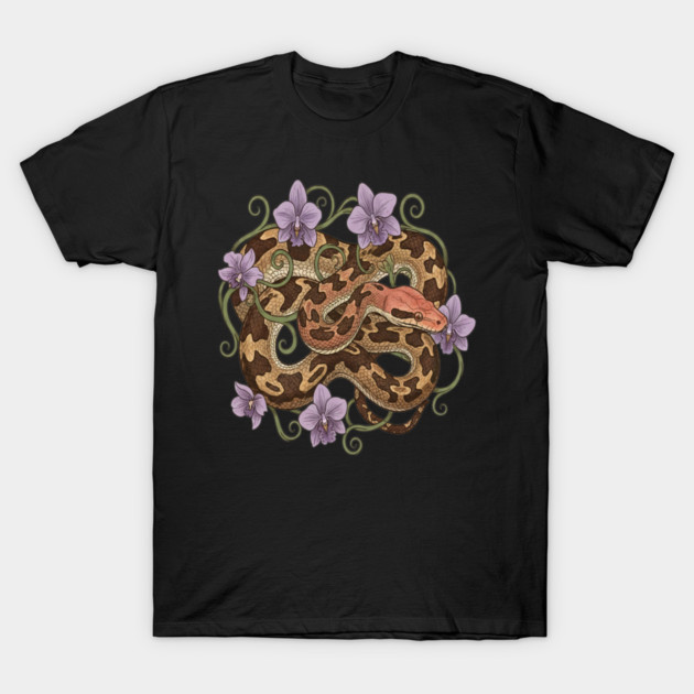 Sri Lankan Python with Orchids T-Shirt by BirdsnStuff