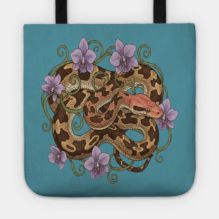 Sri Lankan Python with Orchids Tote