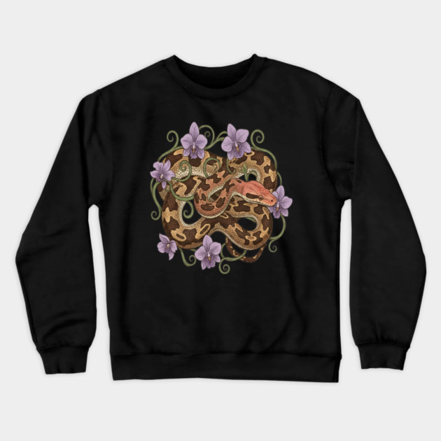 Sri Lankan Python with Orchids Crewneck Sweatshirt by BirdsnStuff