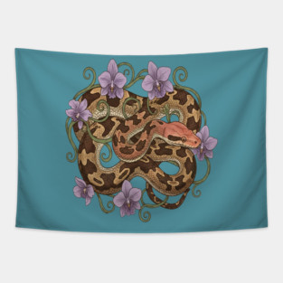 Sri Lankan Python with Orchids Tapestry