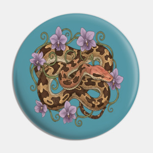 Sri Lankan Python with Orchids Pin
