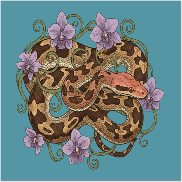 Sri Lankan Python with Orchids Wall Art by BirdsnStuff