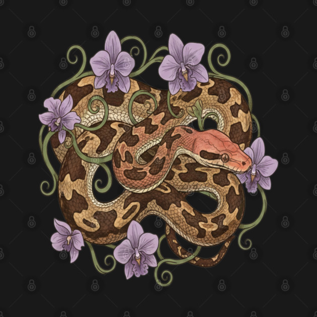 Sri Lankan Python with Orchids by BirdsnStuff
