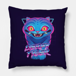 Kpop Derpy Tiger Retrowave style Pillow