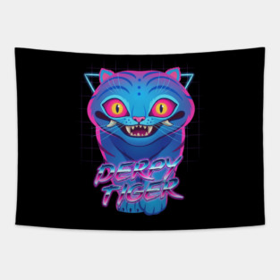 Kpop Derpy Tiger Retrowave style Tapestry