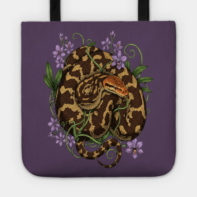 Sri Lankan Python Botanical Illustration Tote by BirdsnStuff