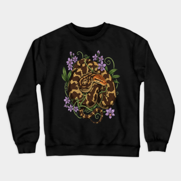Sri Lankan Python Botanical Illustration Crewneck Sweatshirt by BirdsnStuff