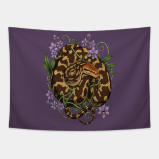 Sri Lankan Python Botanical Illustration Tapestry