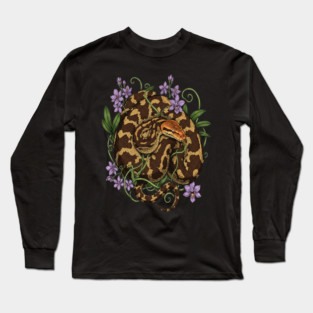 Sri Lankan Python Botanical Illustration Long Sleeve T-Shirt