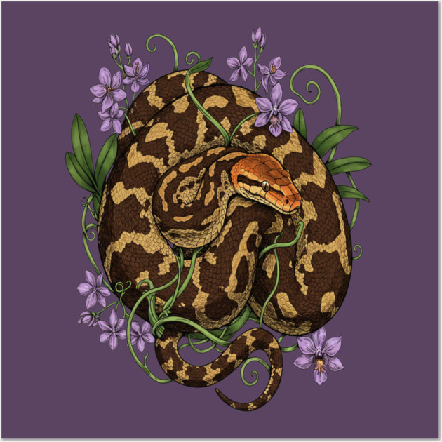 Sri Lankan Python Botanical Illustration Wall Art by BirdsnStuff