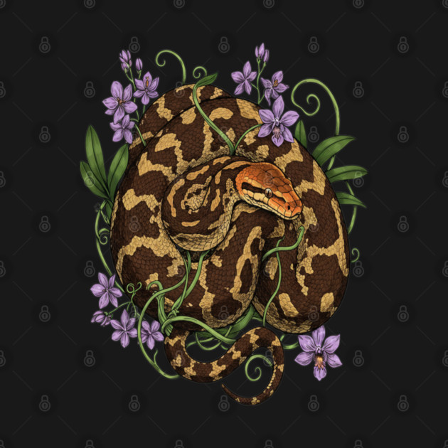Sri Lankan Python Botanical Illustration by BirdsnStuff